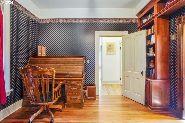 home office featuring light wood-type flooring