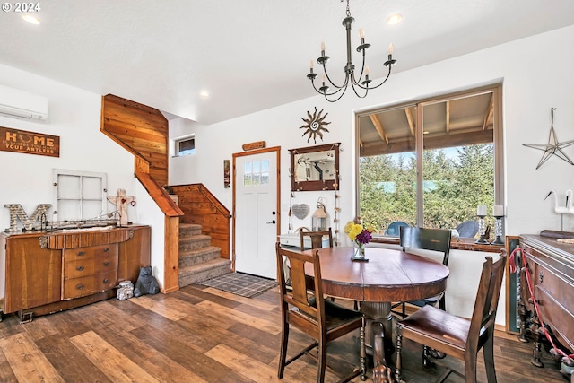 dining space featuring stairway, recessed lighting, and wood finished floors