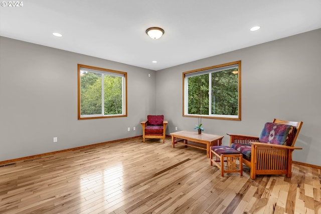 sitting room featuring light wood-type flooring