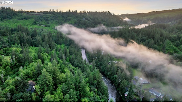 view of aerial view at dusk