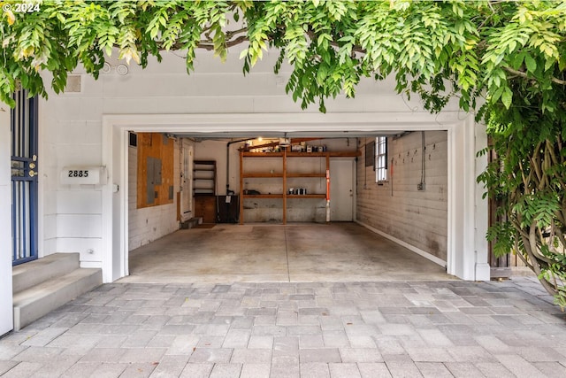 garage with electric panel