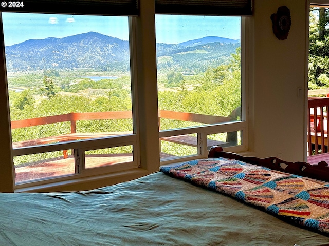 bedroom with a mountain view