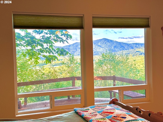 bedroom with a mountain view