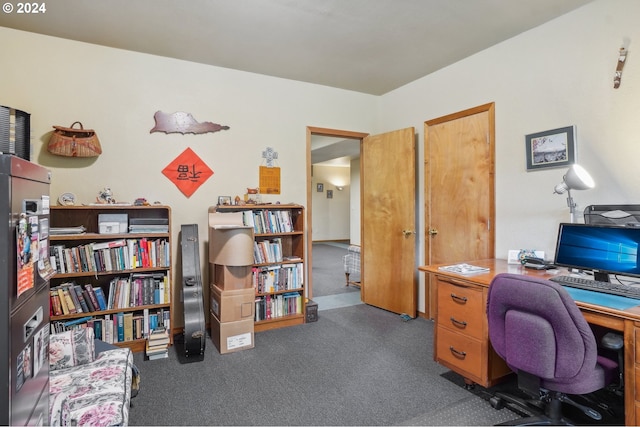 view of carpeted office space