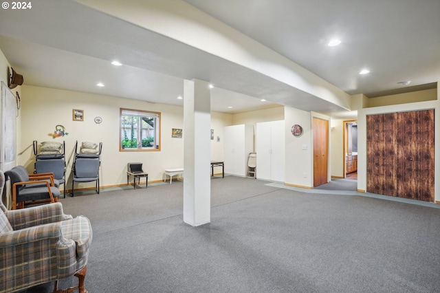 basement with carpet