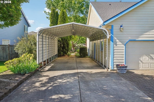 view of parking / parking lot with a carport