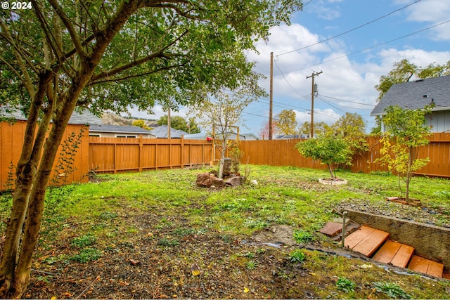 view of yard featuring a fenced backyard