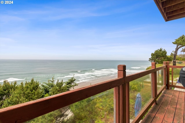 property view of water featuring a view of the beach