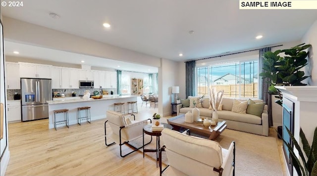 living room with light wood-type flooring