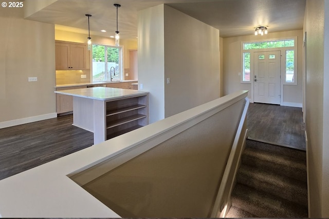 3404 River Heights Dr, Springfield, OR 97477 - entrance foyer featuring dark wood-style floors, baseboards, healthy amount of natural light, and recessed lighting