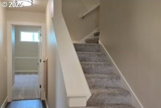 3404 River Heights Dr, Springfield, OR 97477 - stairs with baseboards and carpet flooring