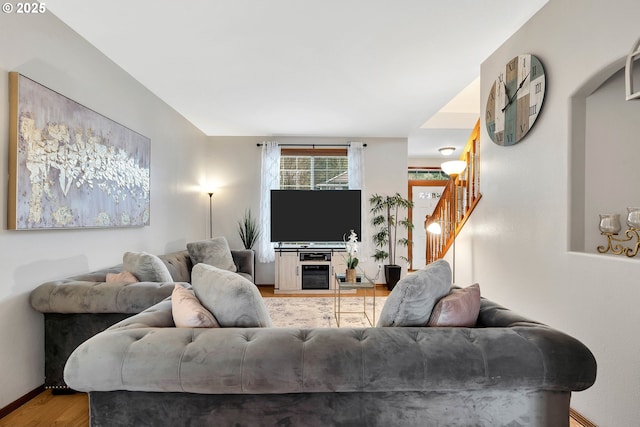 living room featuring hardwood / wood-style flooring