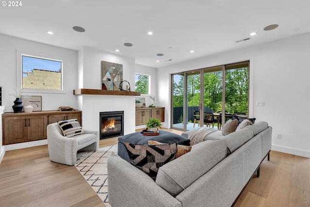 living room with light wood-type flooring