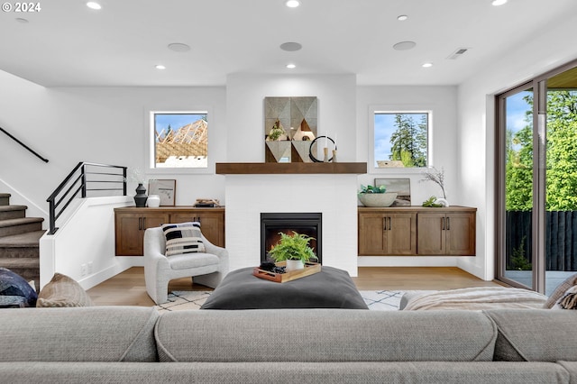 living room with light wood-type flooring