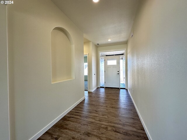 interior space featuring dark wood-type flooring