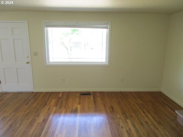 empty room with dark wood-type flooring