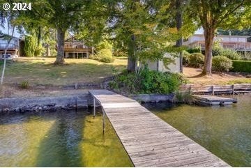 view of dock featuring a water view