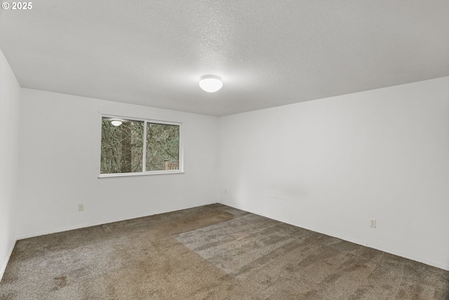 empty room with carpet and a textured ceiling