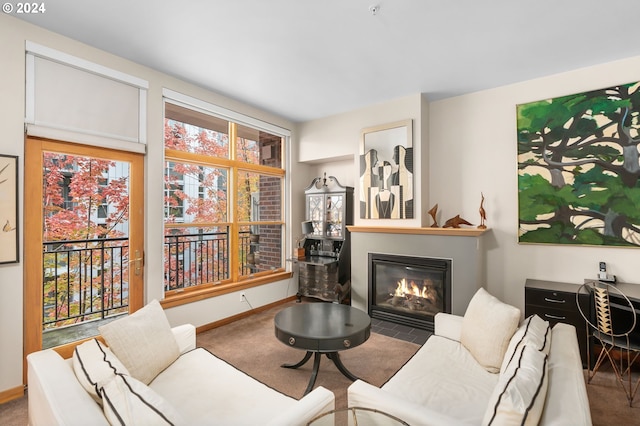 living room with carpet floors