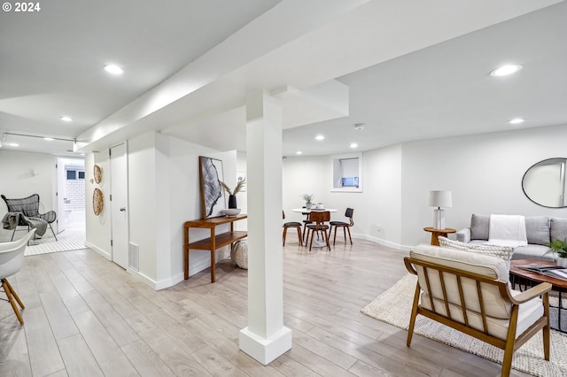 living room featuring light hardwood / wood-style floors