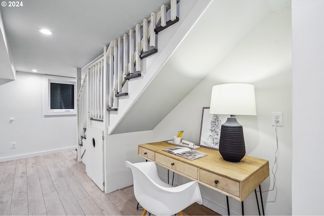 office space featuring light hardwood / wood-style flooring