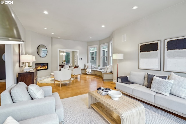 living room featuring light hardwood / wood-style flooring