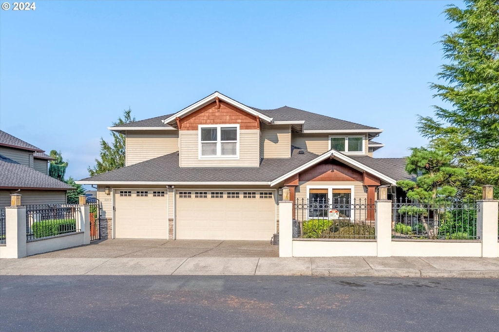 view of front of property with a garage