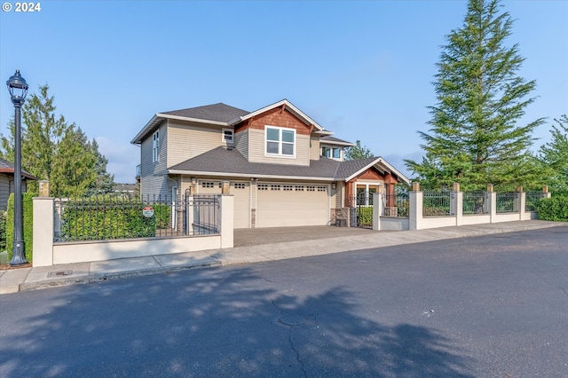 craftsman inspired home featuring a garage