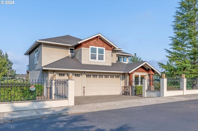 craftsman house with a garage