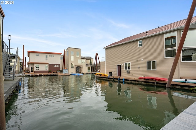 view of dock featuring a water view