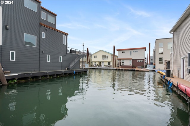 dock area featuring a water view