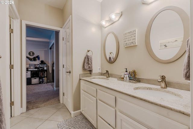 bathroom with vanity and tile patterned floors