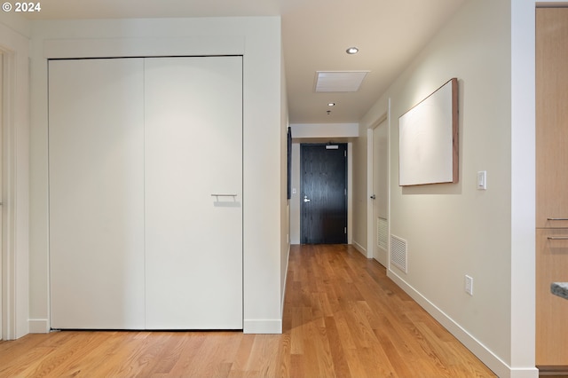 hall featuring light hardwood / wood-style flooring