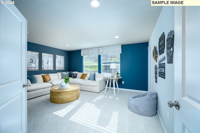 living room with carpet floors