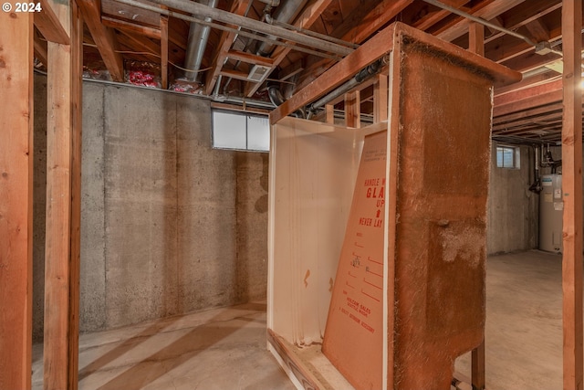 basement with water heater