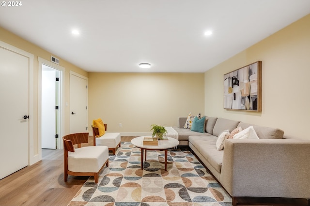 living room featuring light hardwood / wood-style flooring