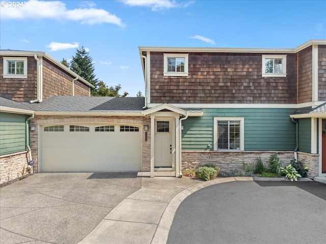 view of front of house with a garage