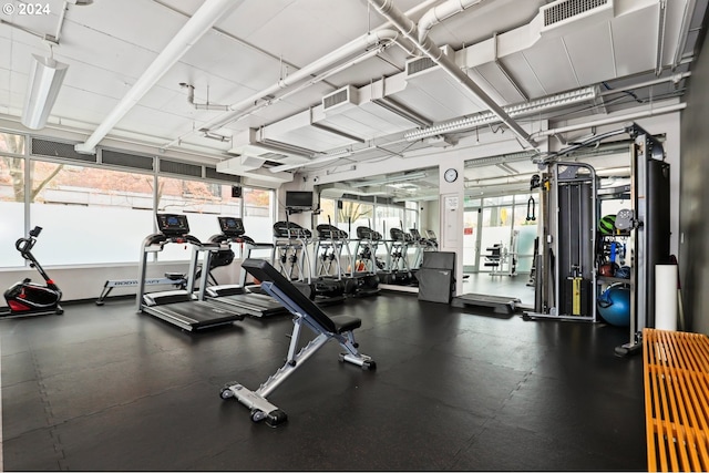 gym with plenty of natural light