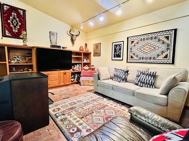242 Rocky Point Ln, Roseburg, OR 97471 - living area featuring brick floors and track lighting