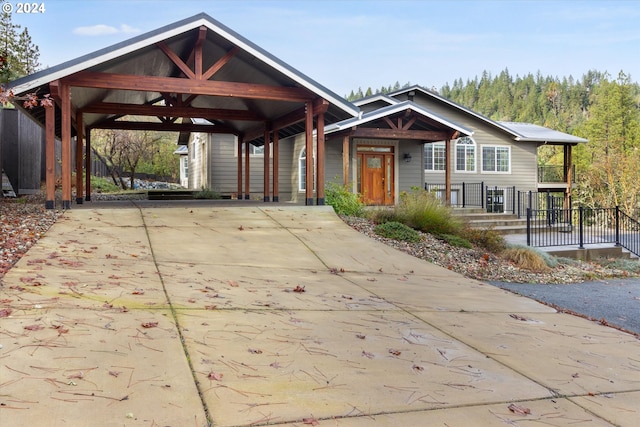 view of front of house with a carport