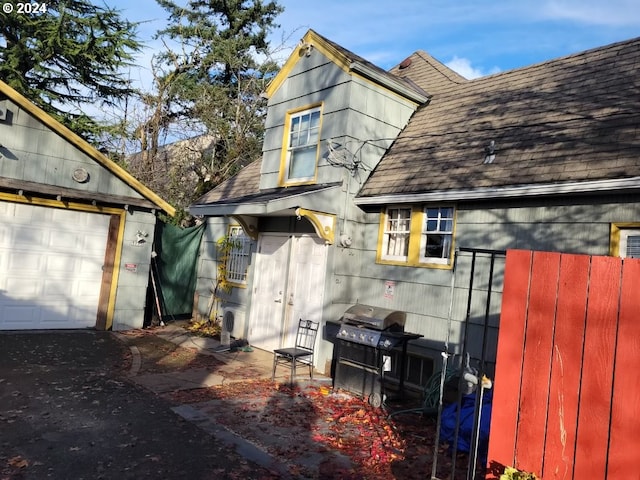 exterior space featuring a garage