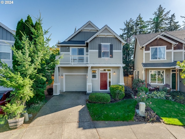 craftsman inspired home featuring a garage