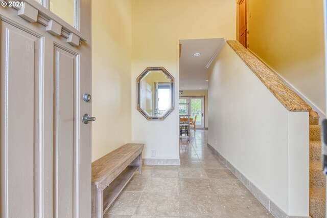 interior space with light tile floors