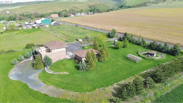 drone / aerial view with a rural view