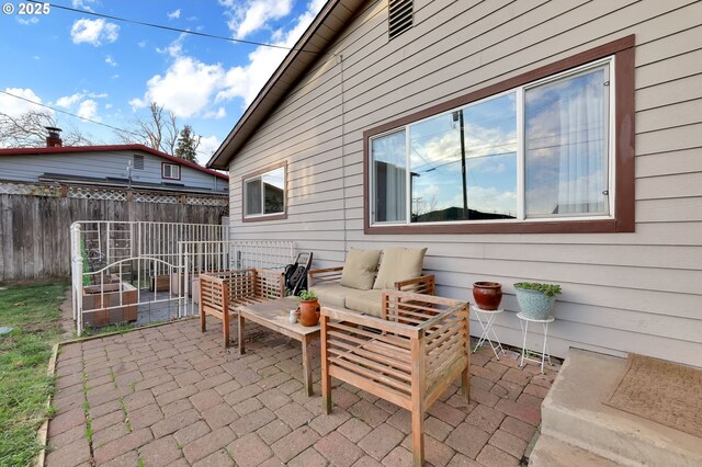 view of patio featuring an outdoor hangout area