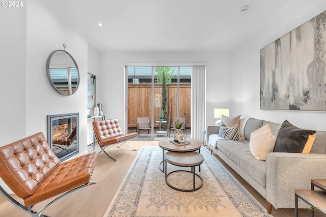 living room with light wood-type flooring