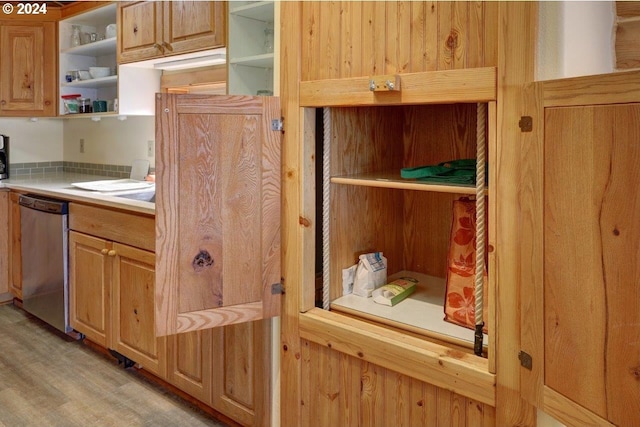 interior space featuring dishwasher and light wood-type flooring