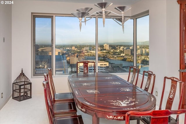 view of carpeted dining room