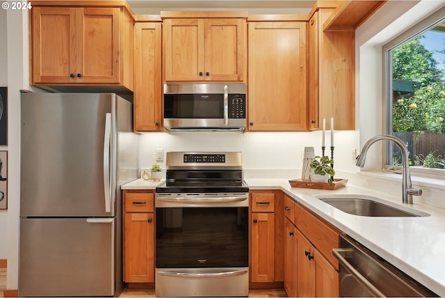 kitchen with stainless steel appliances, sink, and a healthy amount of sunlight