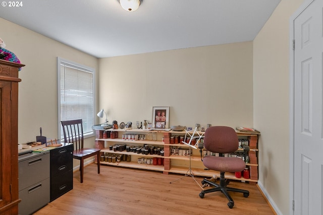 home office featuring light wood-type flooring